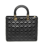 Dior Large Lady Dior Zip Black Canada Lambskin Leather Handbag — view 5