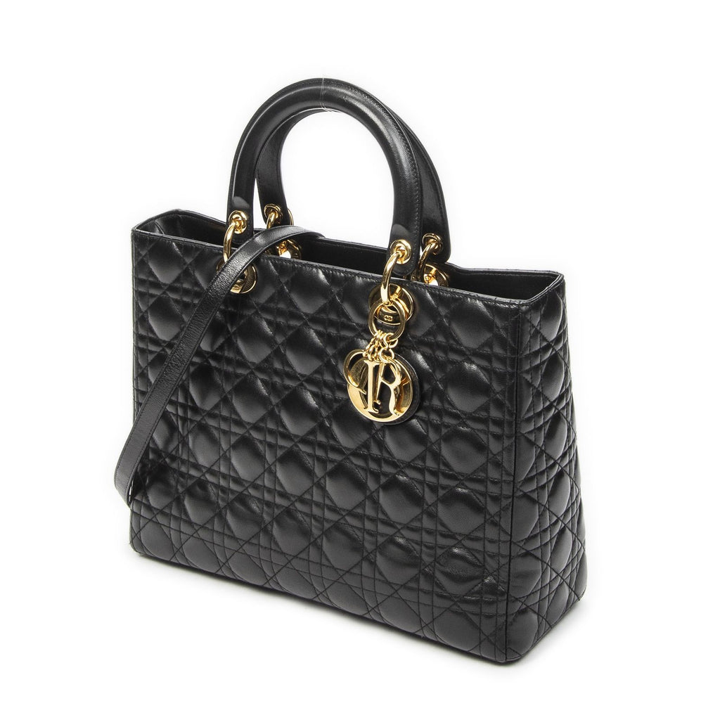 Dior Large Lady Dior Zip Black Canada Lambskin Leather Handbag — view 2