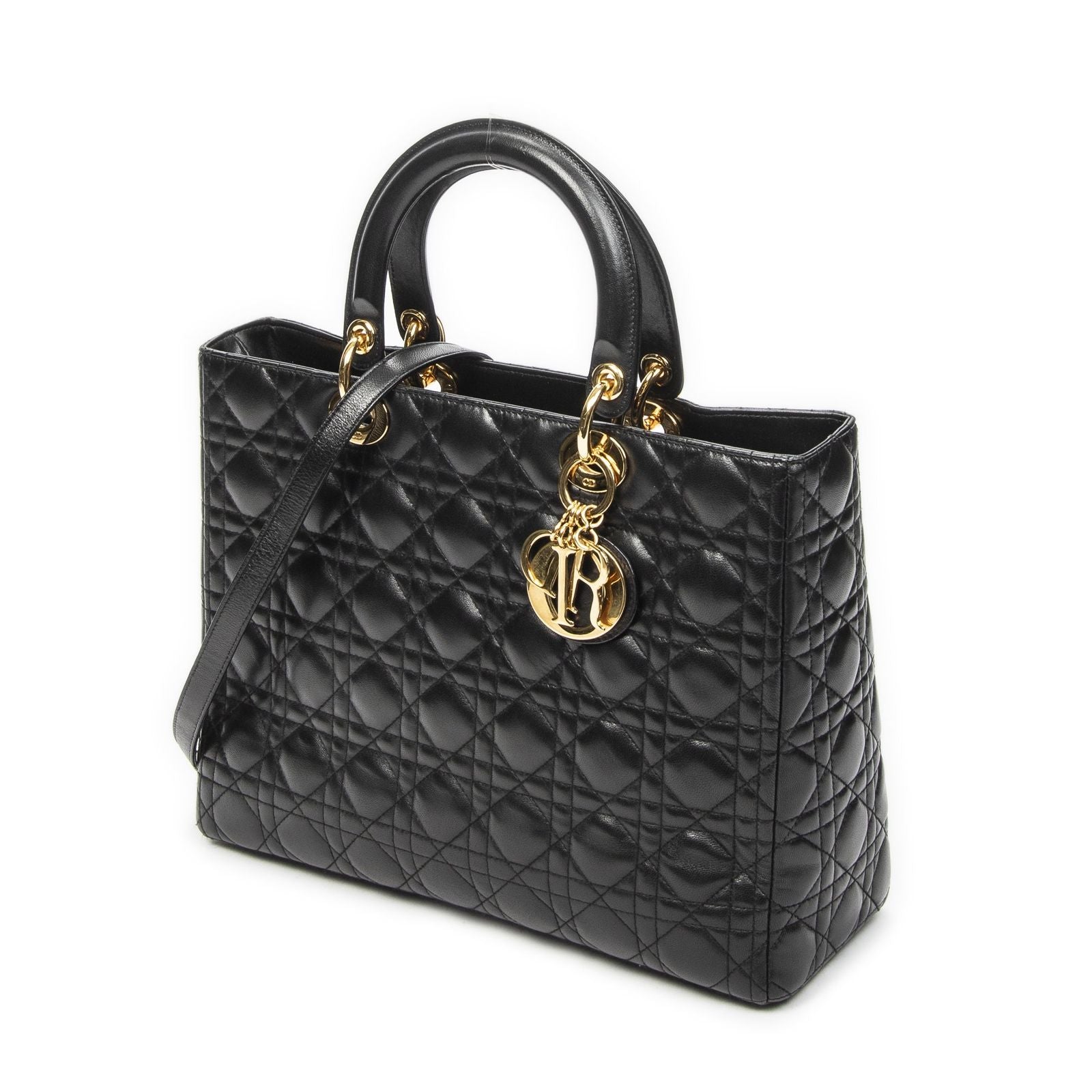 Dior Large Lady Dior Zip Black Canada Lambskin Leather Handbag — view 2