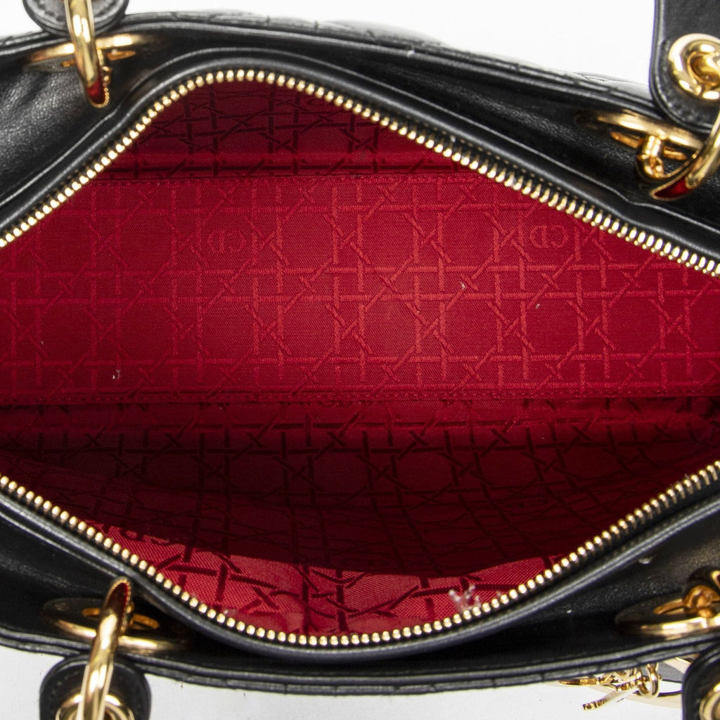 Dior Large Lady Dior Zip Black Canada Lambskin Leather Handbag — view 9