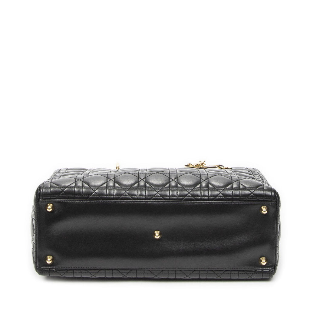 Dior Large Lady Dior Zip Black Canada Lambskin Leather Handbag — view 6