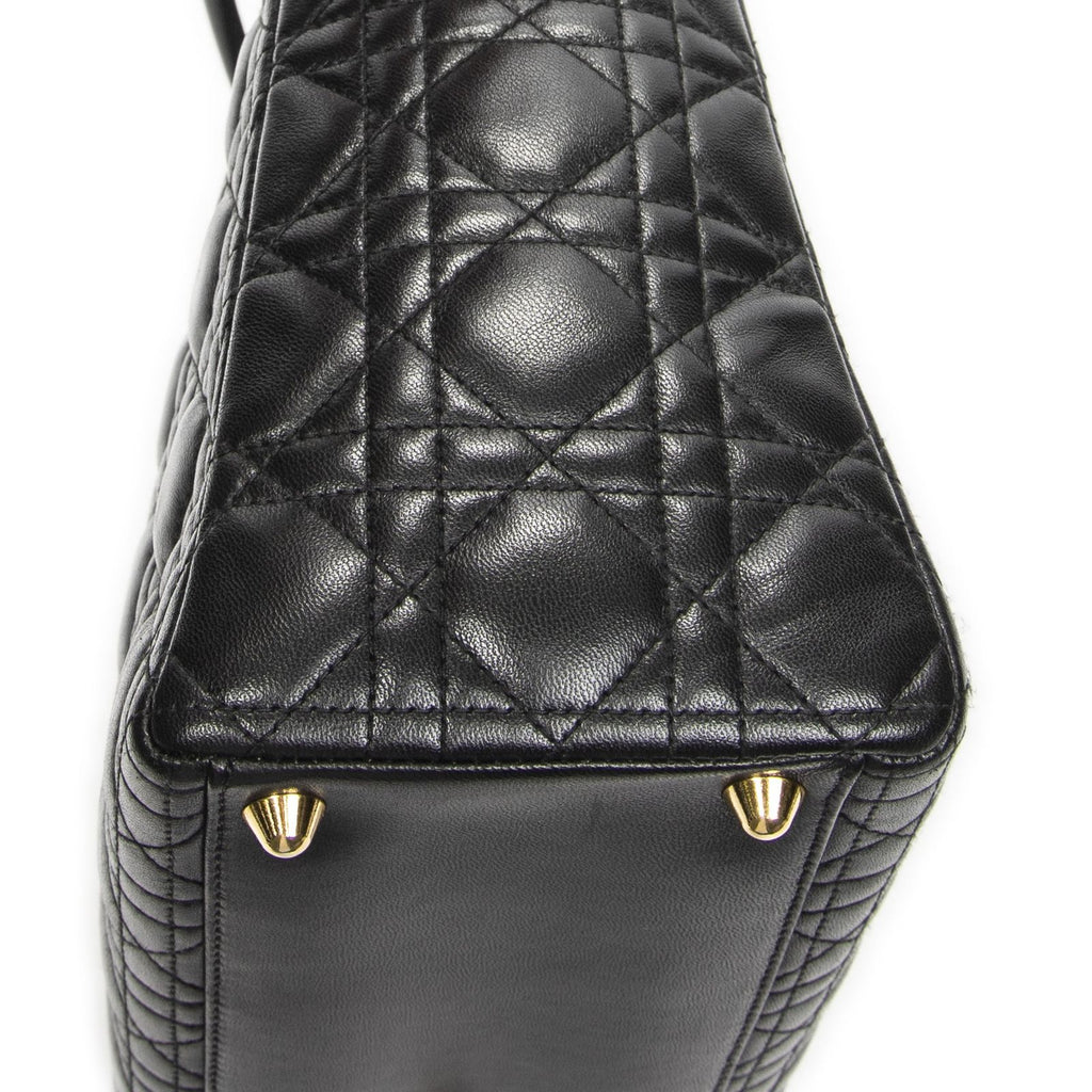 Dior Large Lady Dior Zip Black Canada Lambskin Leather Handbag — view 7