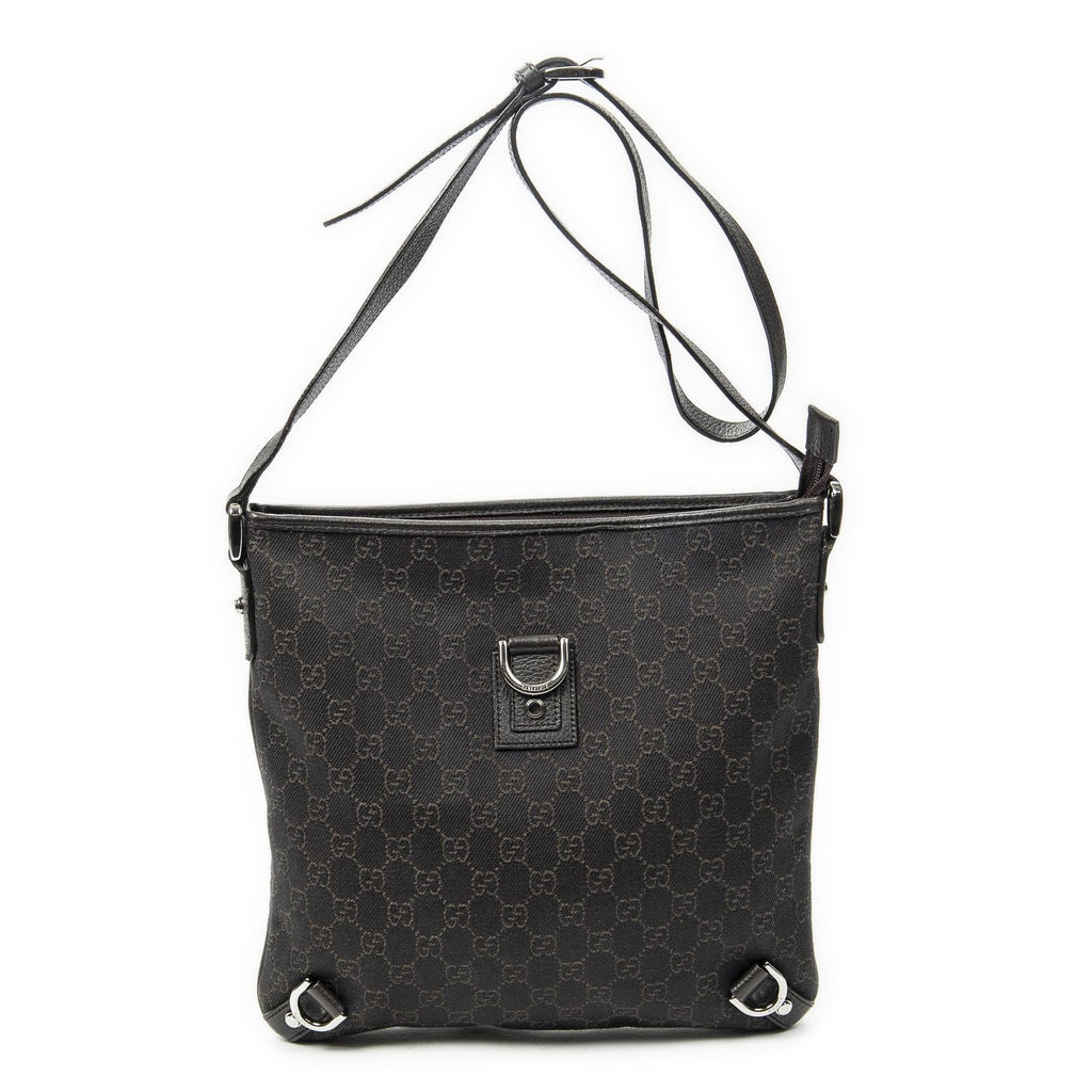 Gucci Abbey D Ring Crossbody Dark Brown GG Denim Canvas