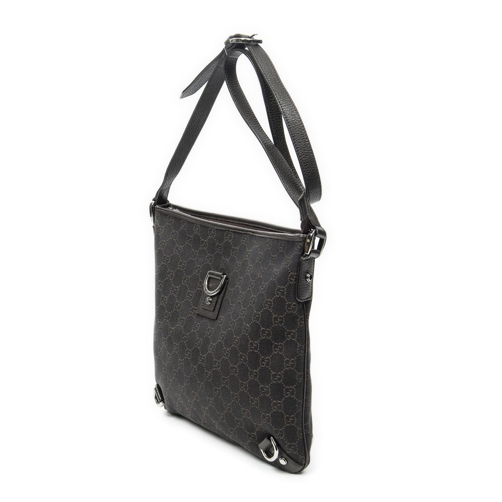 Gucci Abbey D Ring Crossbody Dark Brown GG Denim Canvas — view 2