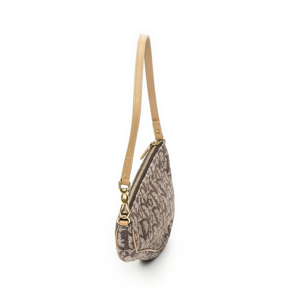 Dior Mini Saddle Pochette Brown Beige Trotter Pattern Canvas Pouch — view 3