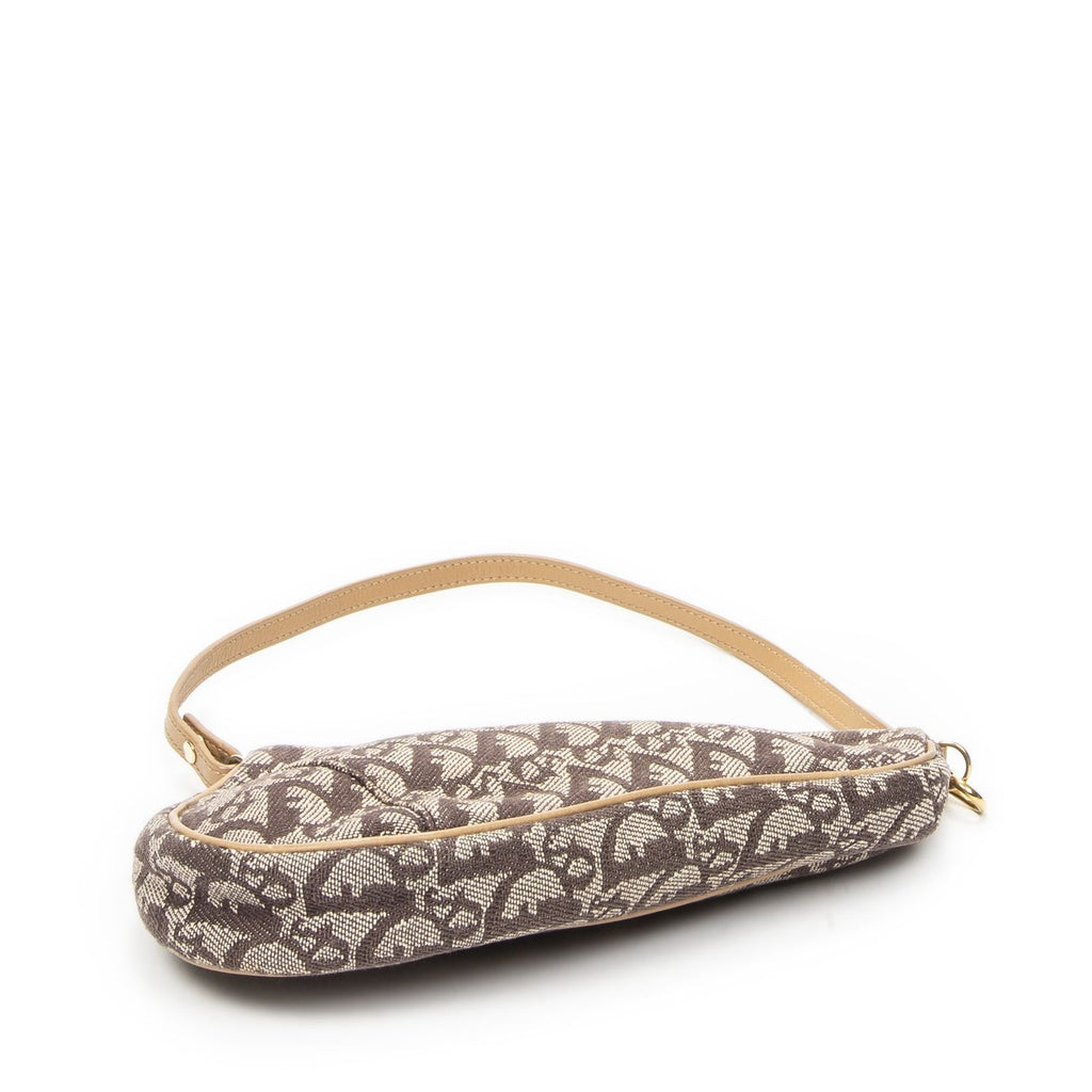 Dior Mini Saddle Pochette Brown Beige Trotter Pattern Canvas Pouch — view 6
