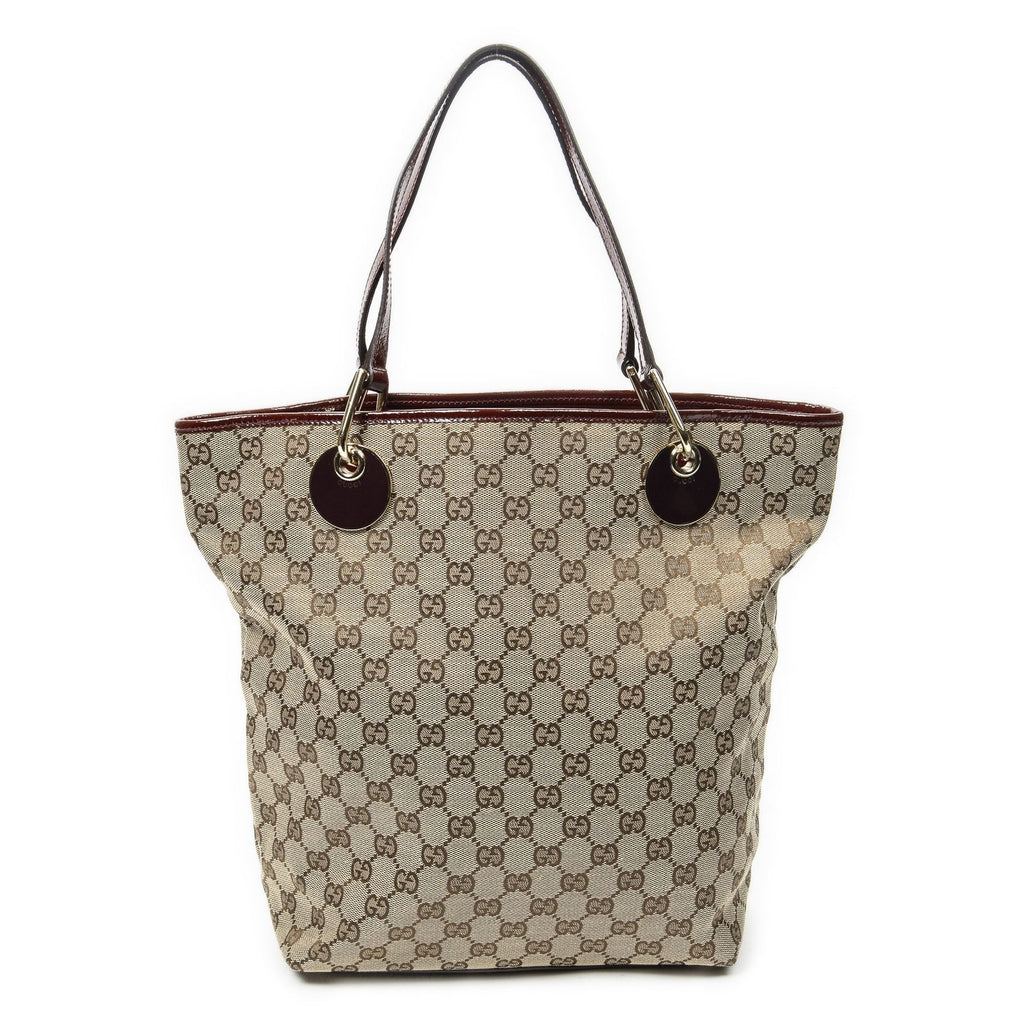 Gucci Eclipse Tote Maroon Beige GG Canvas