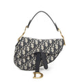Dior New Saddle Bag Navy Beige Trotter Pattern Canvas
