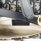 Dior New Saddle Bag Navy Beige Trotter Pattern Canvas — view 9