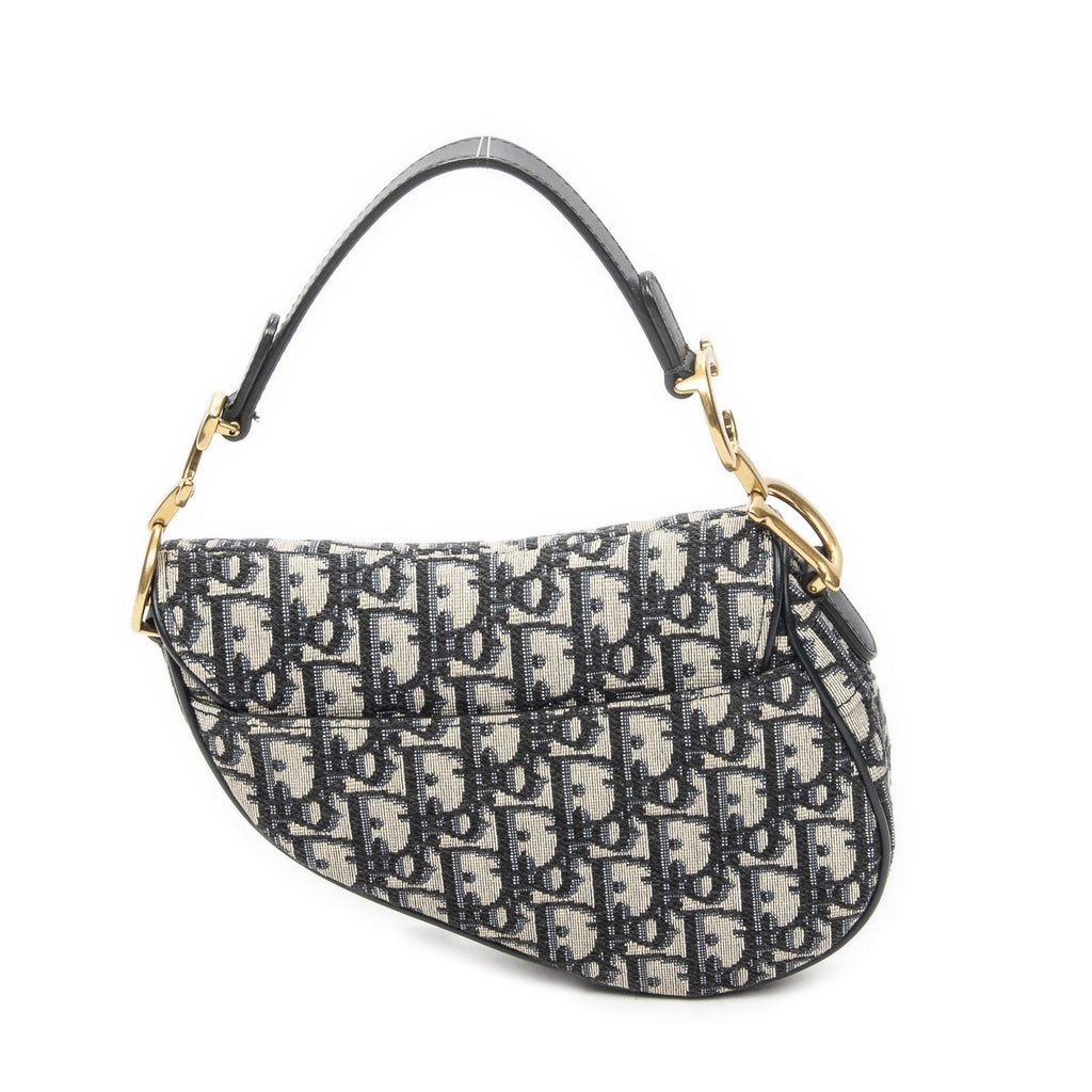 Dior New Saddle Bag Navy Beige Trotter Pattern Canvas — view 5