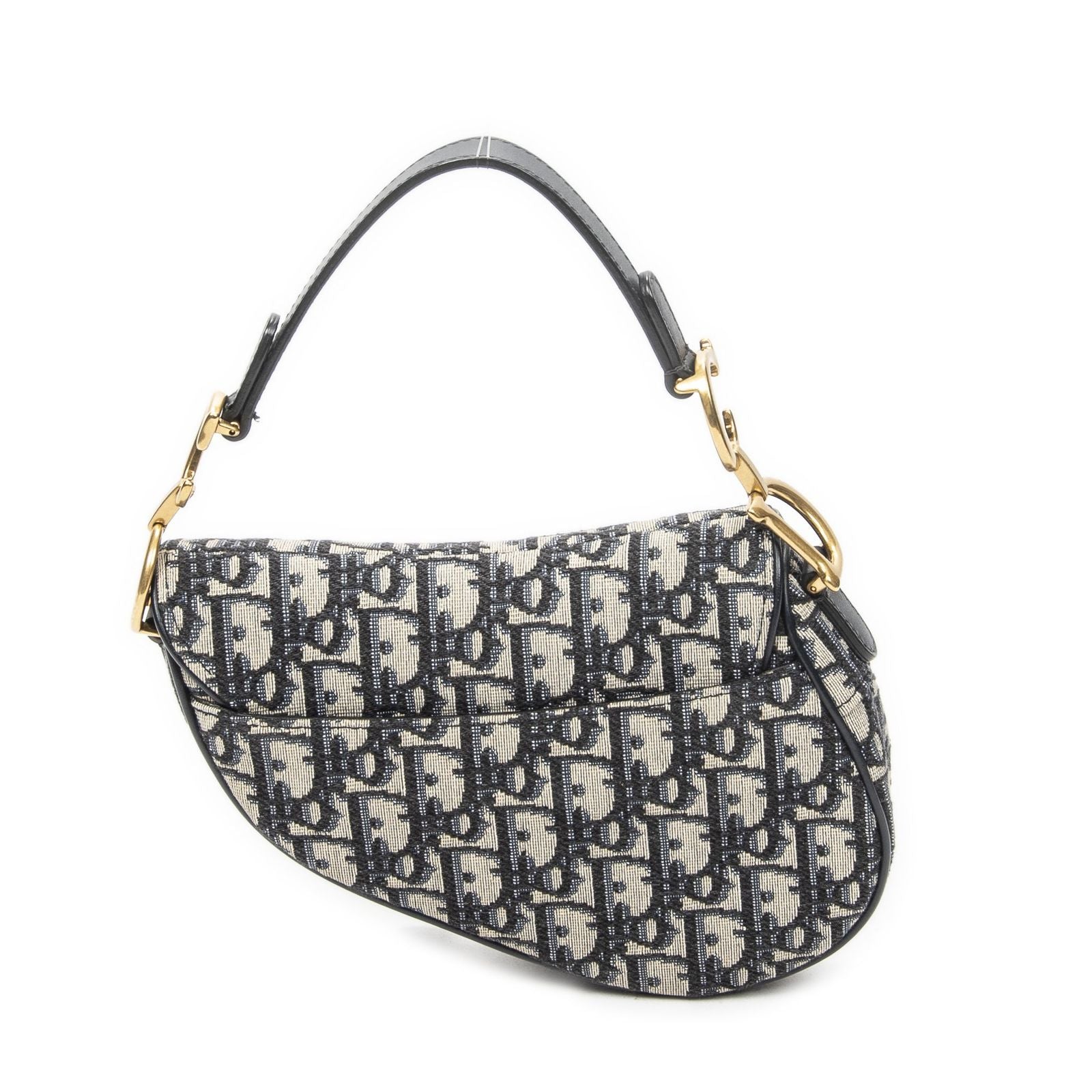 Dior New Saddle Bag Navy Beige Trotter Pattern Canvas — view 5
