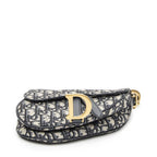 Dior New Saddle Bag Navy Beige Trotter Pattern Canvas — view 6