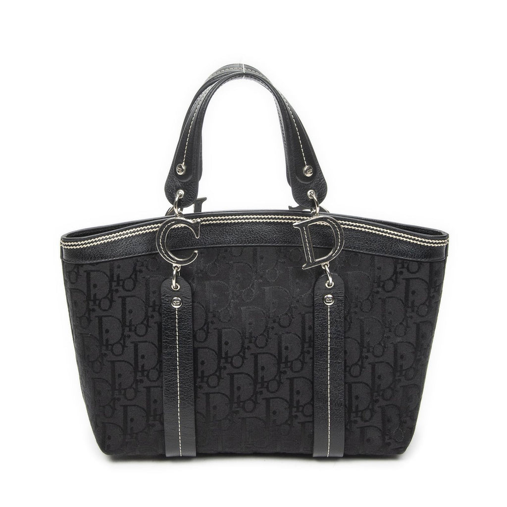 Dior Vintage Embroidery Trotter Tote Black Pattern — view 5