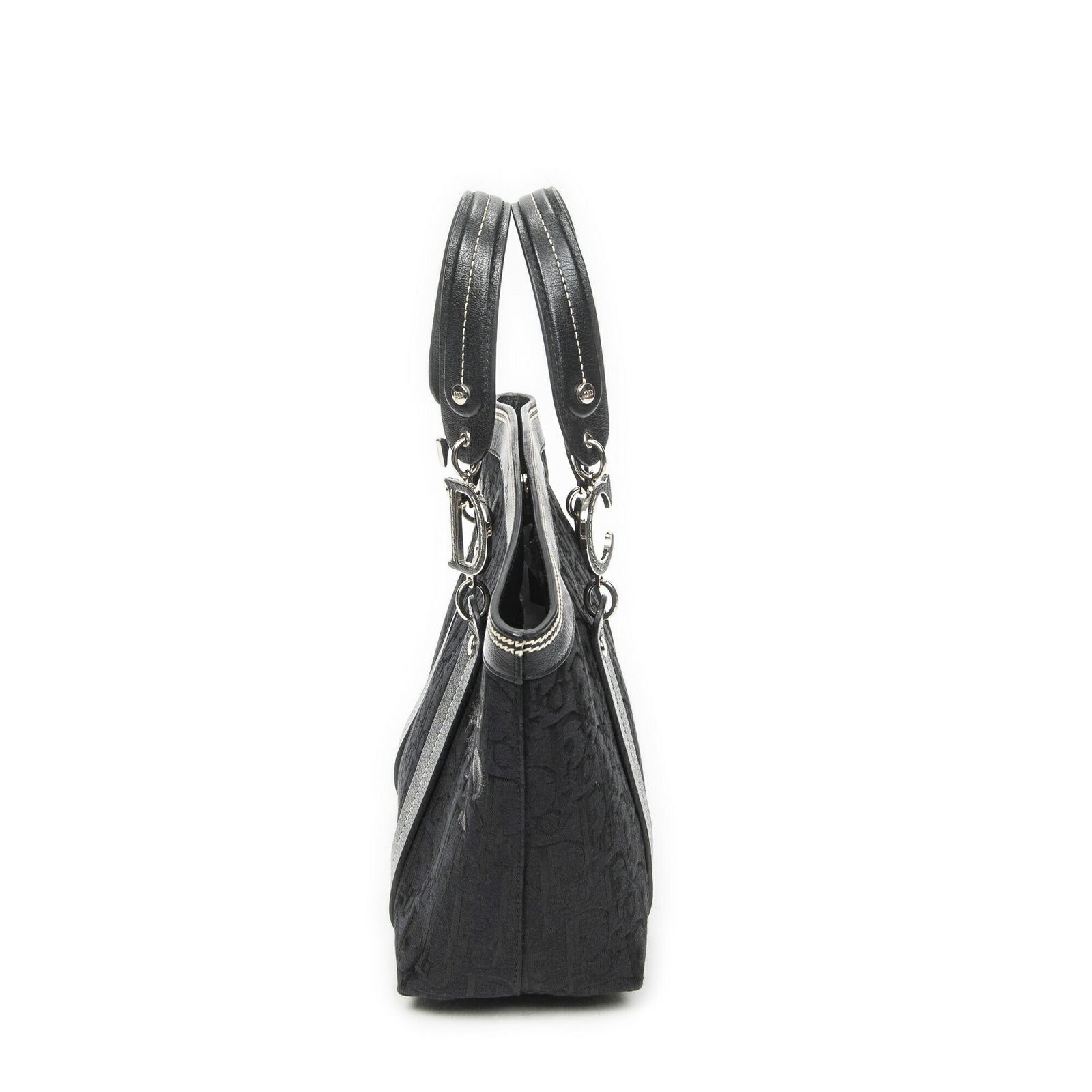 Dior Vintage Embroidery Trotter Tote Black Pattern — view 4