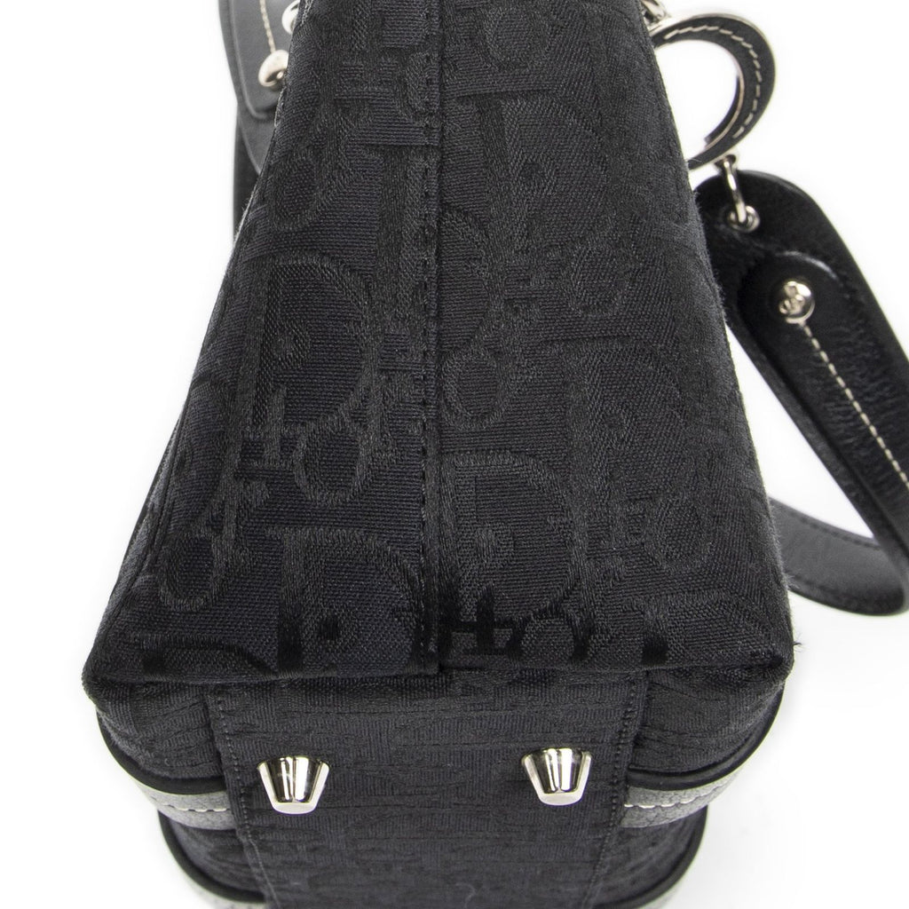 Dior Vintage Embroidery Trotter Tote Black Pattern — view 8