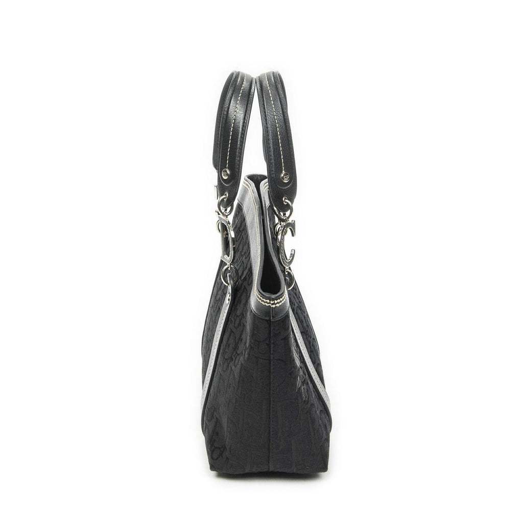 Dior Vintage Embroidery Trotter Tote Black Pattern — view 3