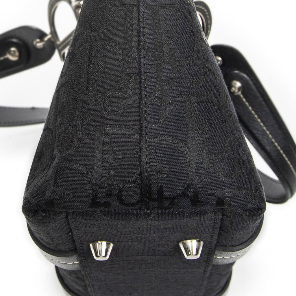 Dior Vintage Embroidery Trotter Tote Black Pattern — view 7