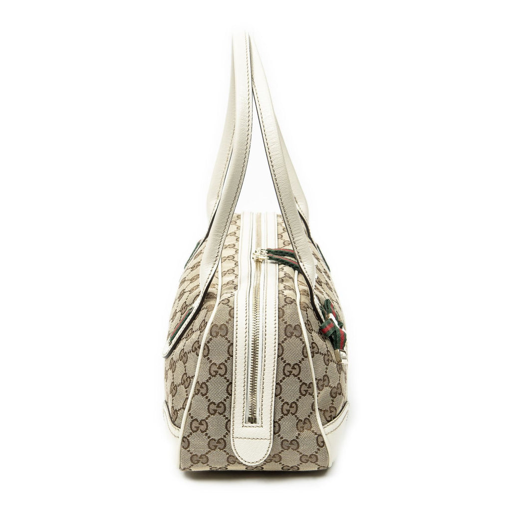 Gucci Web Prince Boston White Beige GG Canvas Messenger — view 4
