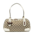 Gucci Web Prince Boston White Beige GG Canvas Messenger
