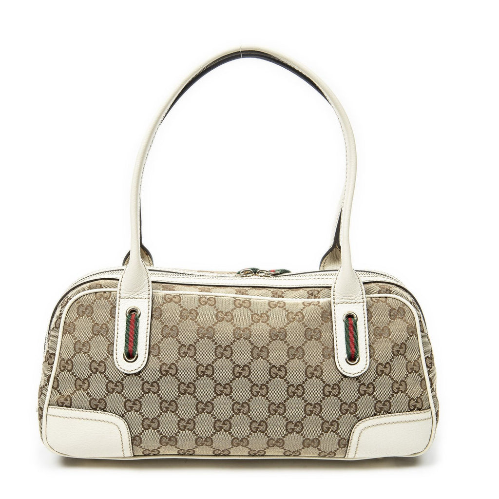 Gucci Web Prince Boston White Beige GG Canvas Messenger — view 5