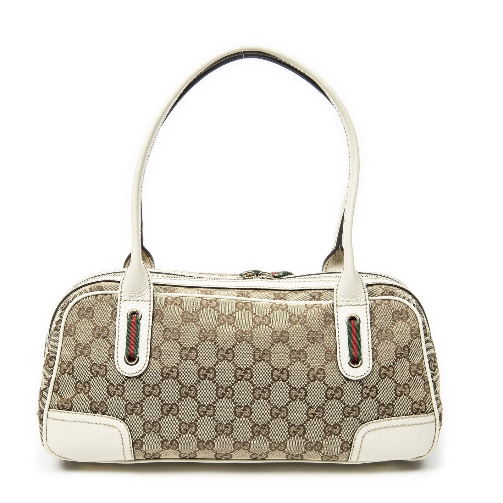 Gucci Web Prince Boston White Beige GG Canvas Messenger — view 5
