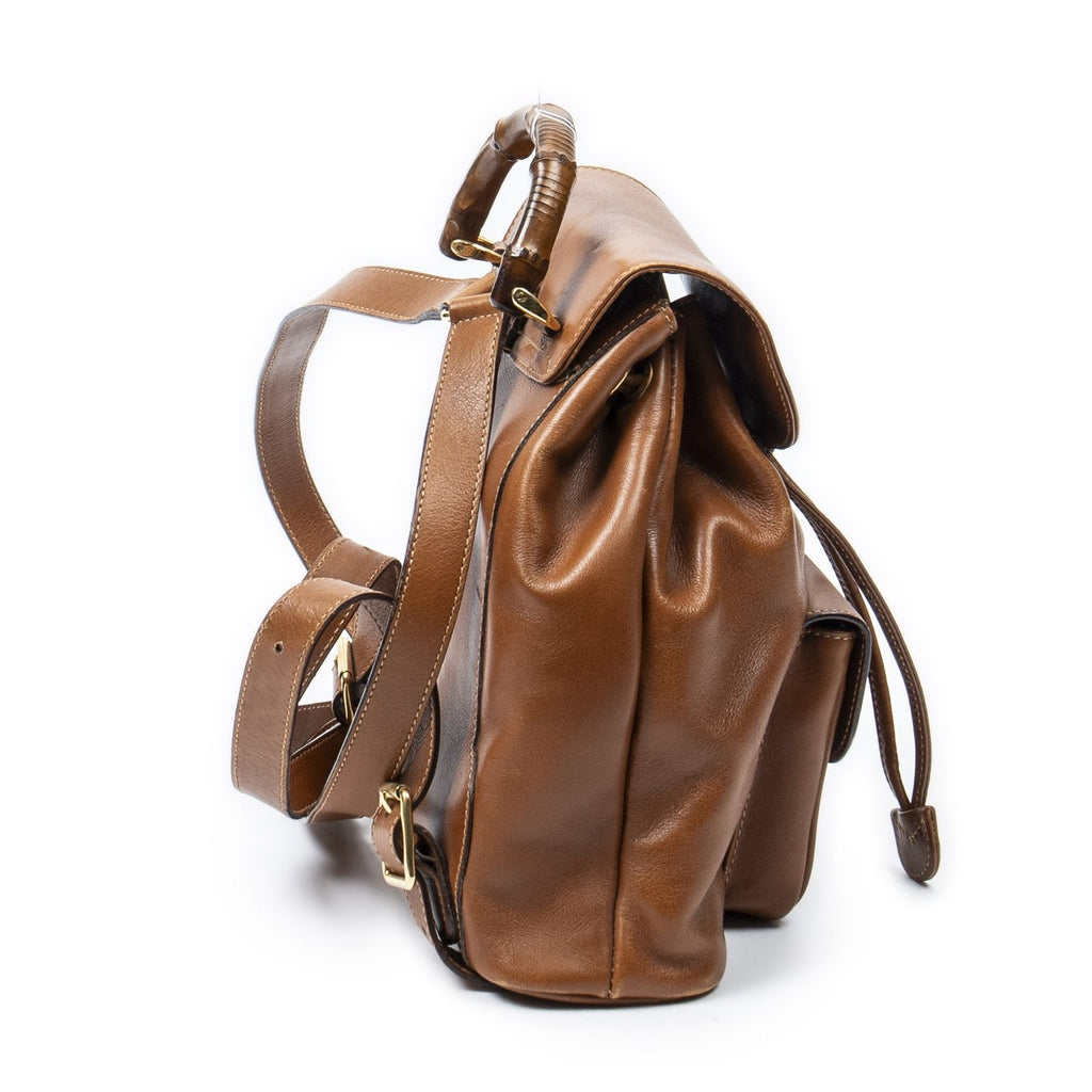 Gucci Mini Bamboo Backpack Tan Calfskin Leather — view 4