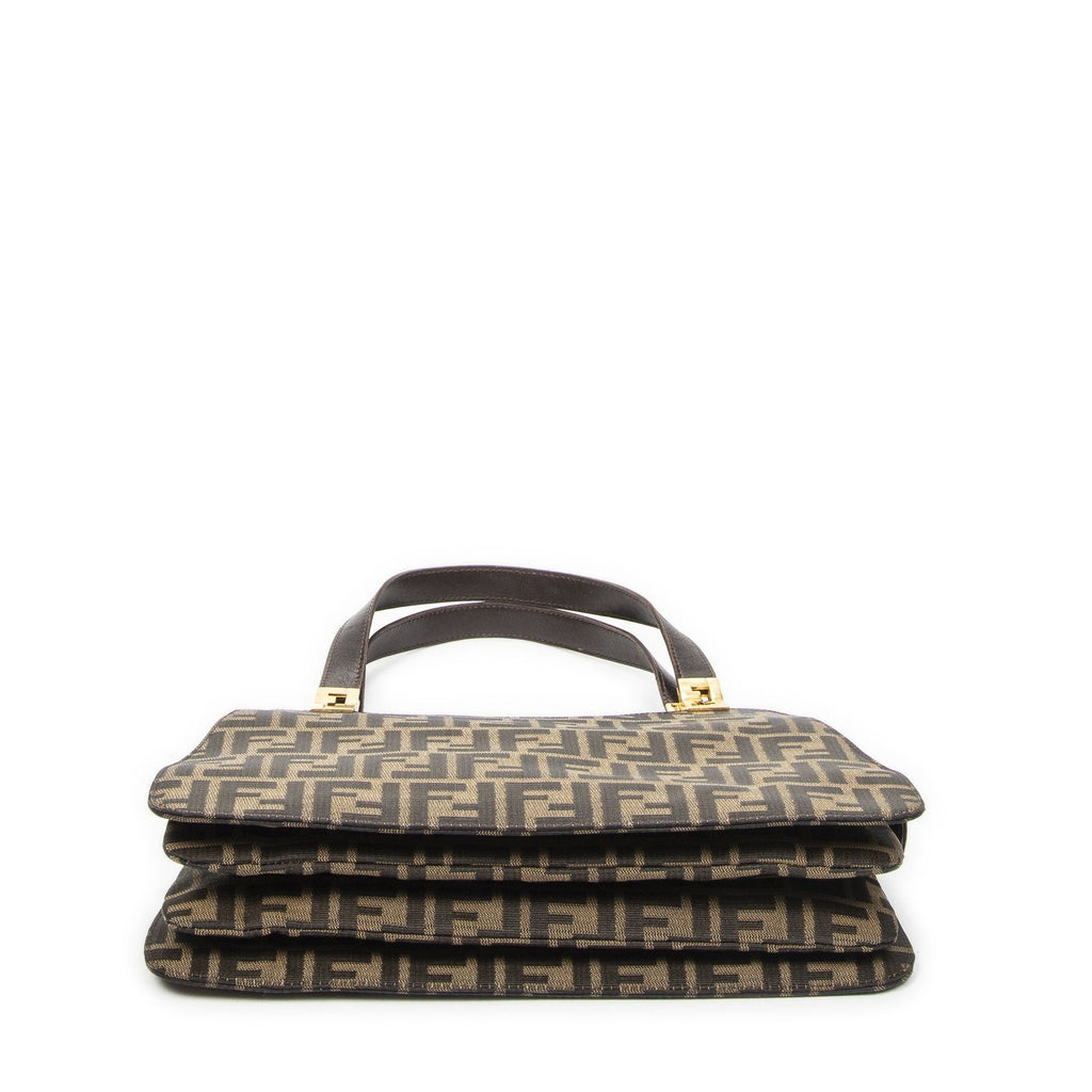 Fendi Vintage Zip Tote Tan Brown Zucca Canvas — view 6