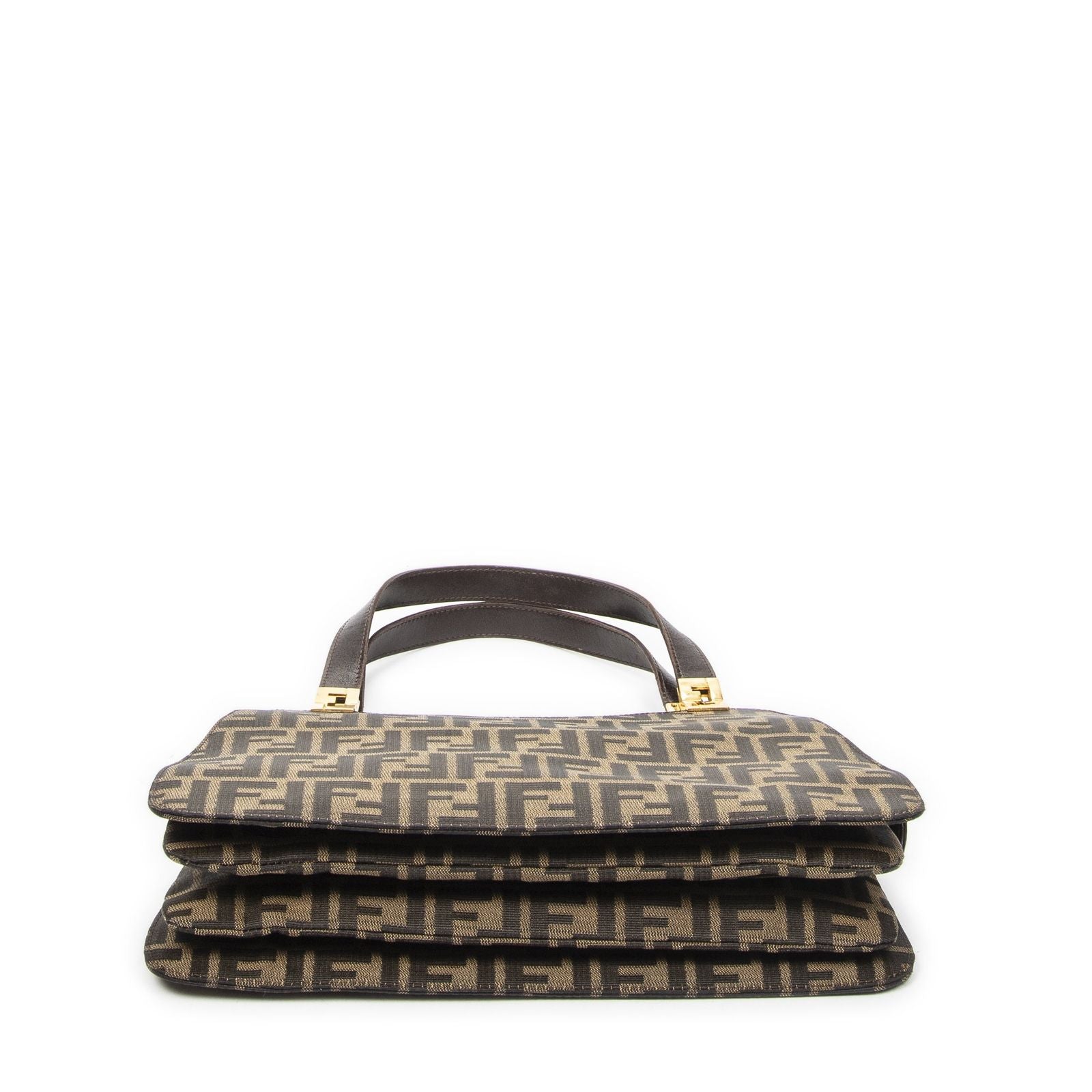 Fendi Vintage Zip Tote Tan Brown Zucca Canvas — view 6
