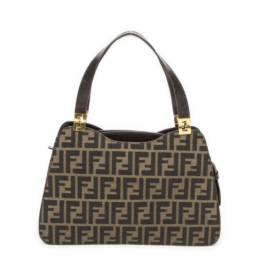 Fendi Vintage Zip Tote Tan Brown Zucca Canvas — view 5