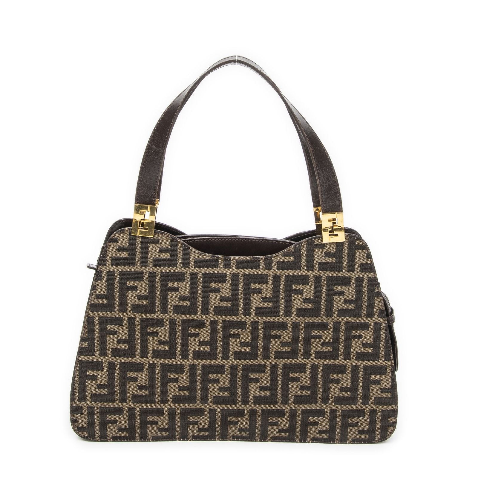 Fendi Vintage Zip Tote Tan Brown Zucca Canvas — view 5