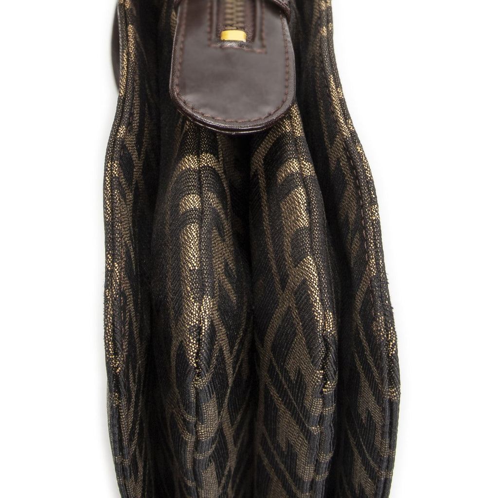 Fendi Vintage Zip Tote Tan Brown Zucca Canvas — view 8
