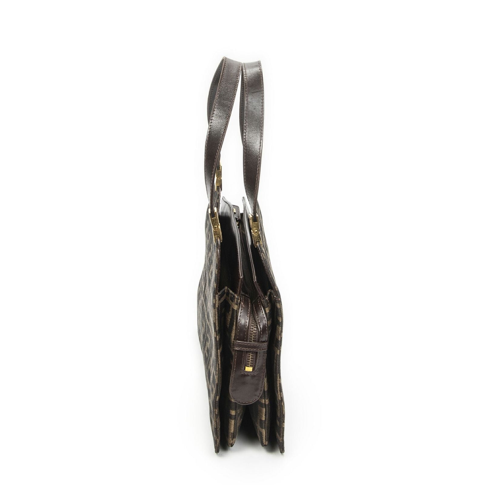 Fendi Vintage Zip Tote Tan Brown Zucca Canvas — view 4