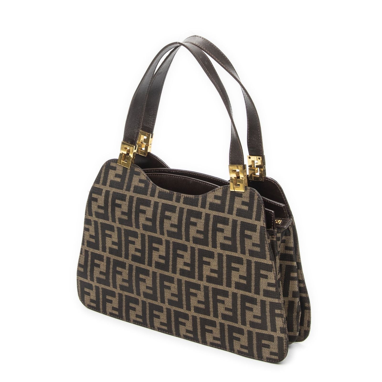 Fendi Vintage Zip Tote Tan Brown Zucca Canvas — view 2
