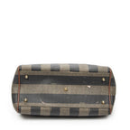 Fendi Small Pecan Frame Boston Tan Black Brown Stripe Canvas Shoulder — view 6