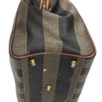 Fendi Small Pecan Frame Boston Tan Black Brown Stripe Canvas Shoulder — view 8