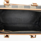 Fendi Small Pecan Frame Boston Tan Black Brown Stripe Canvas Shoulder — view 9