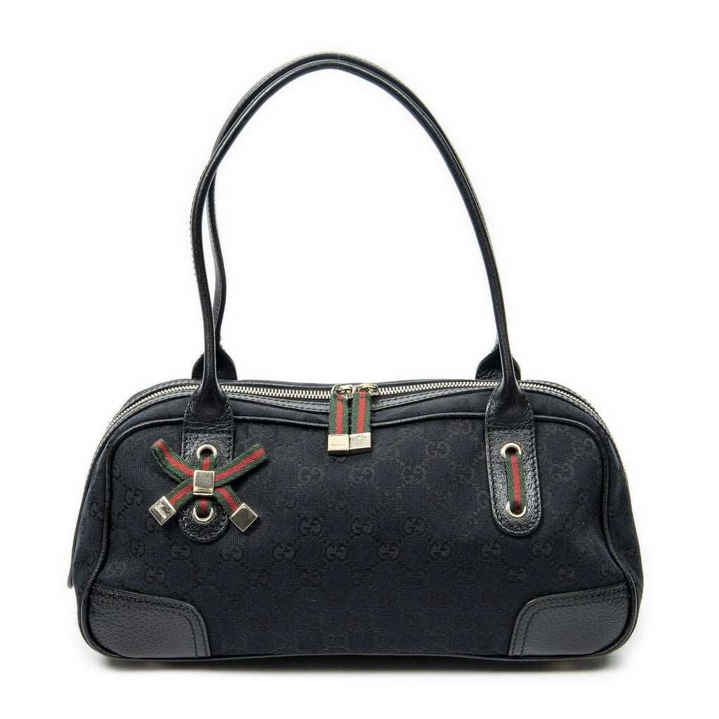 Gucci Web Principe Boston Black GG Canvas Messenger