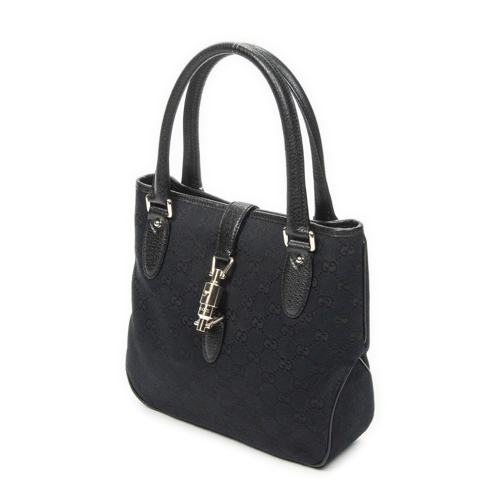 Gucci Small Jackie Tote Black GG Canvas — view 2