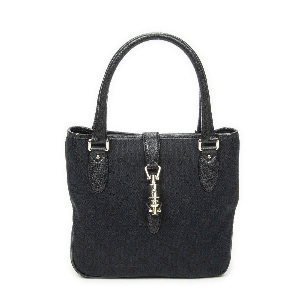 Gucci Small Jackie Tote Black GG Canvas