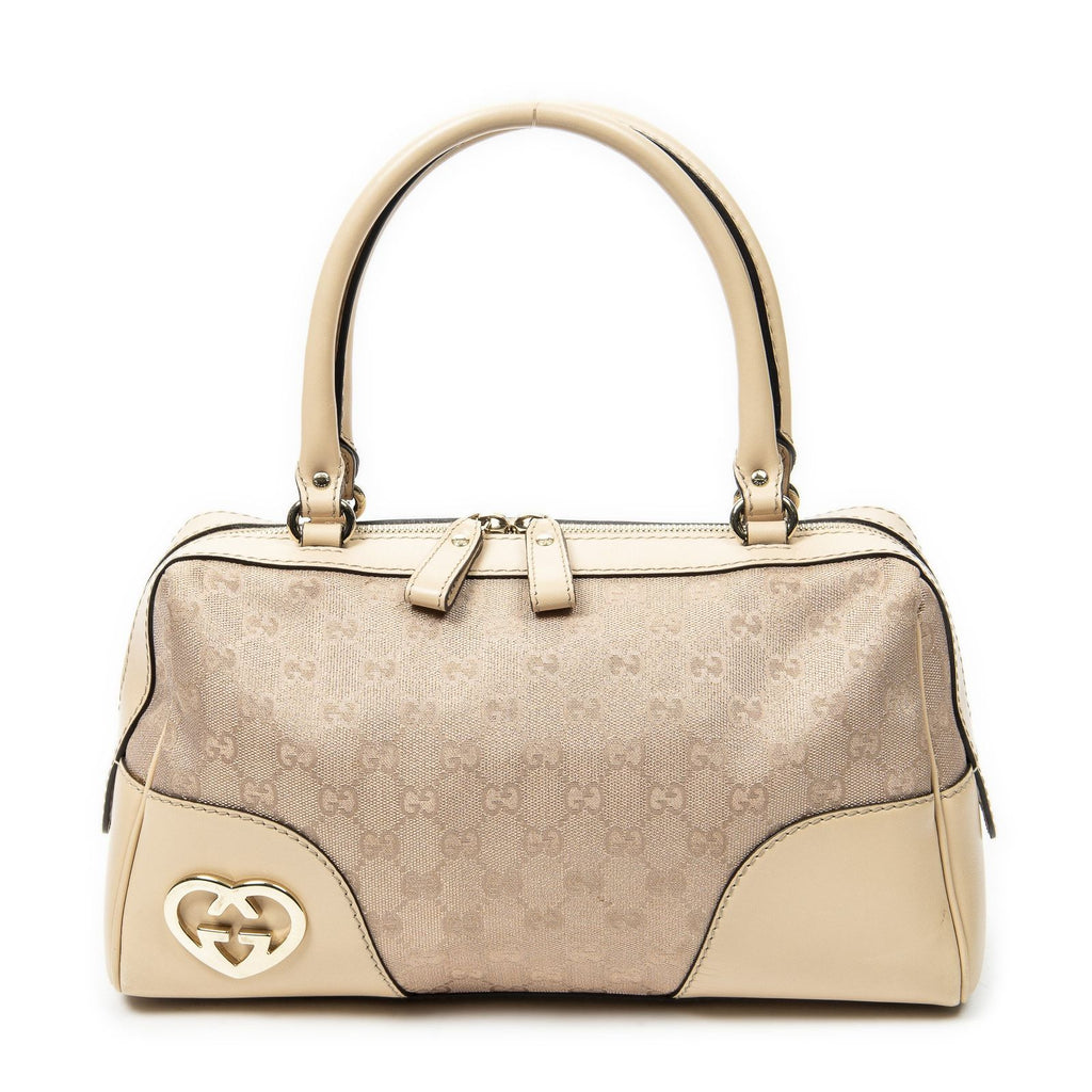 Gucci Brea Heart Boston Light Pink GG Canvas Shoulder