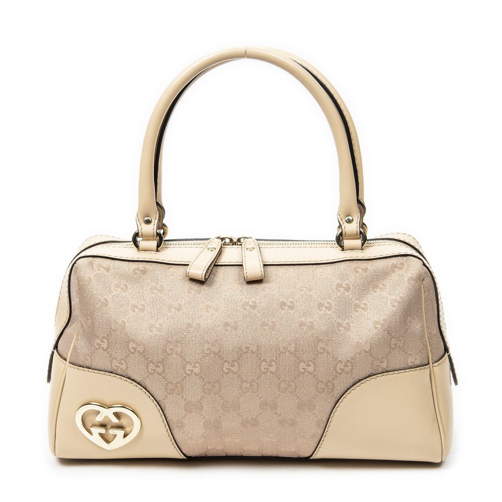 Gucci Brea Heart Boston Light Pink GG Canvas Shoulder