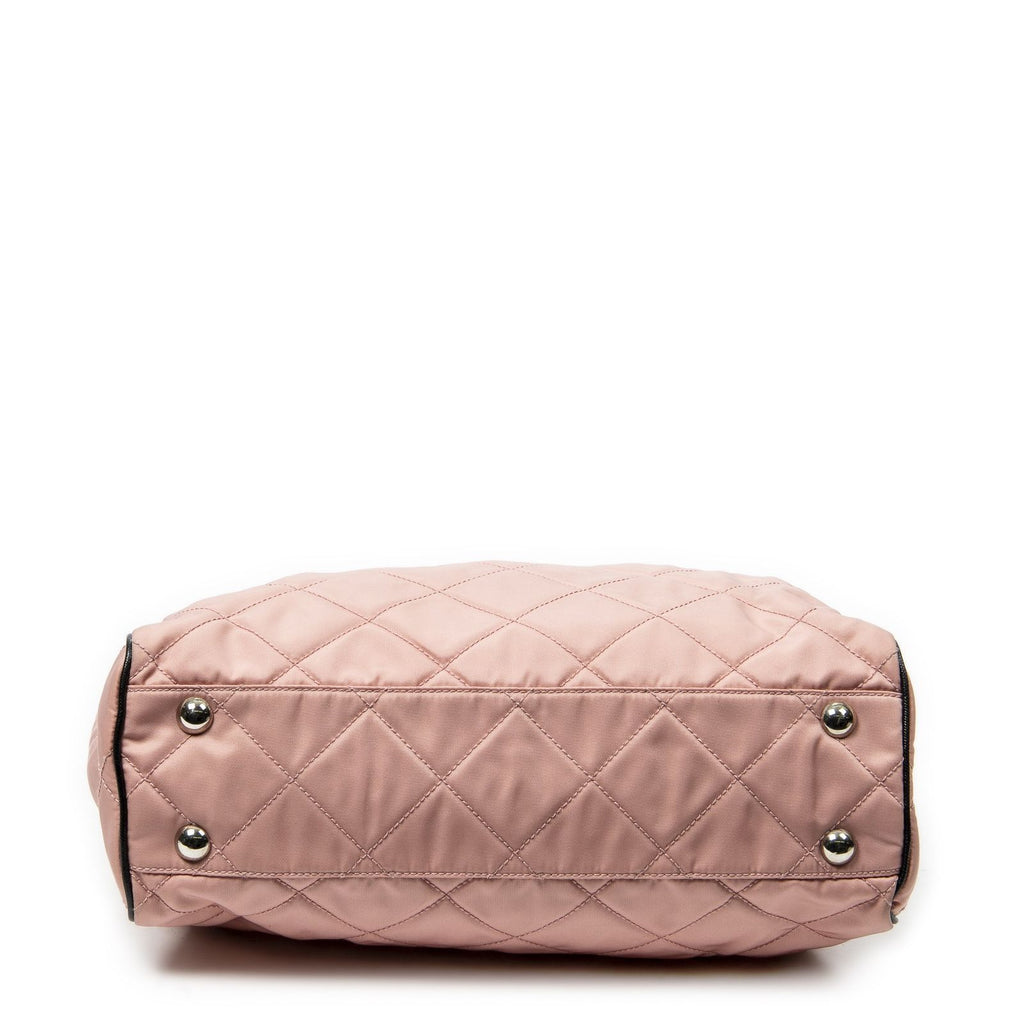 Prada Chain Tote Pink Black Matelasse Nylon Canvas — view 6