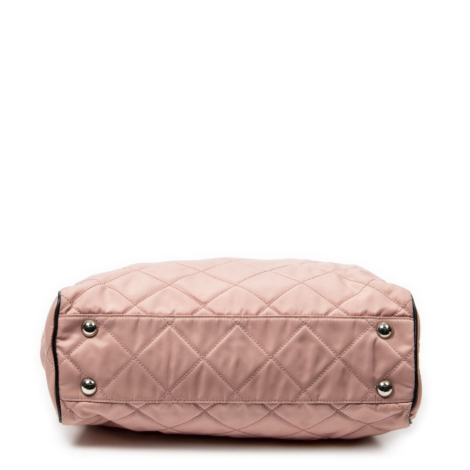 Prada Chain Tote Pink Black Matelasse Nylon Canvas — view 6