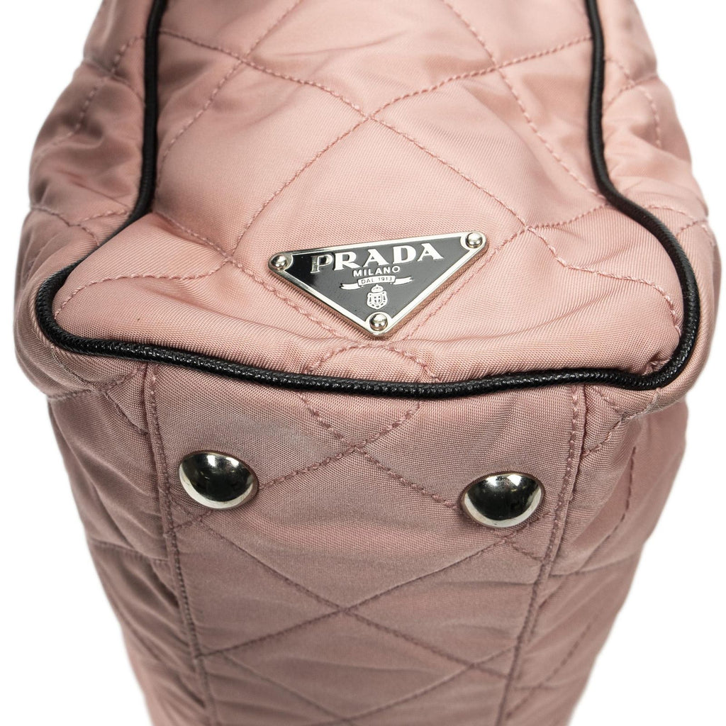 Prada Chain Tote Pink Black Matelasse Nylon Canvas — view 8