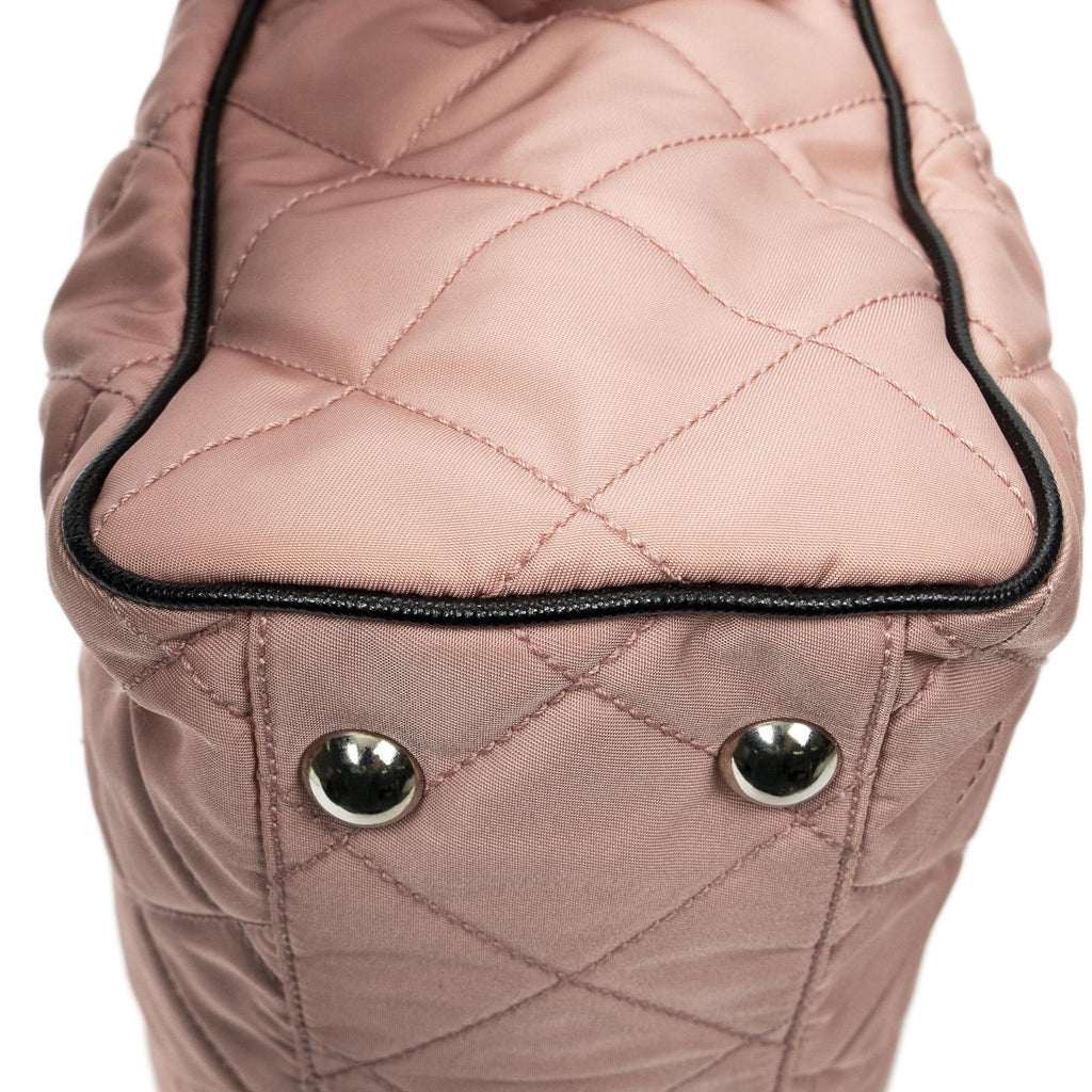 Prada Chain Tote Pink Black Matelasse Nylon Canvas — view 7
