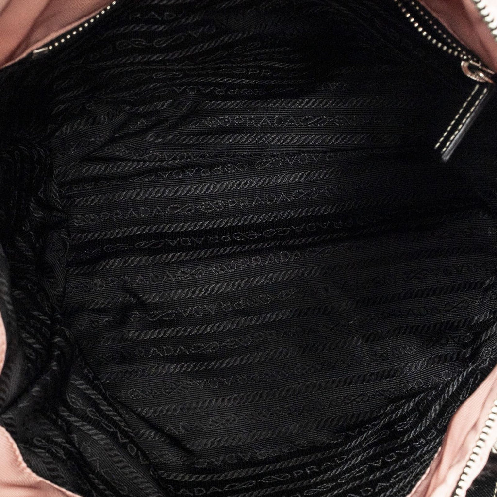 Prada Chain Tote Pink Black Matelasse Nylon Canvas — view 9