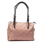 Prada Chain Tote Pink Black Matelasse Nylon Canvas — view 5