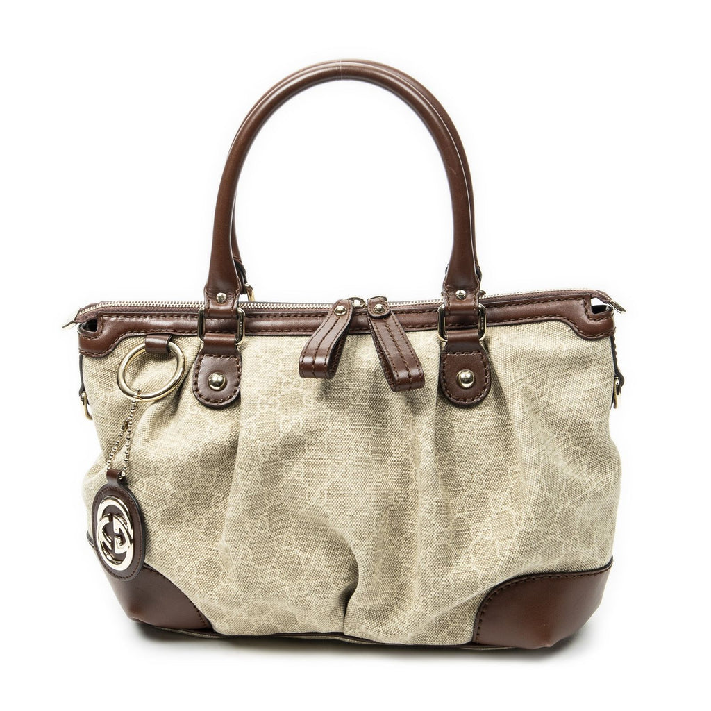 Gucci Sukey Top Handle Beige Brown GG Canvas