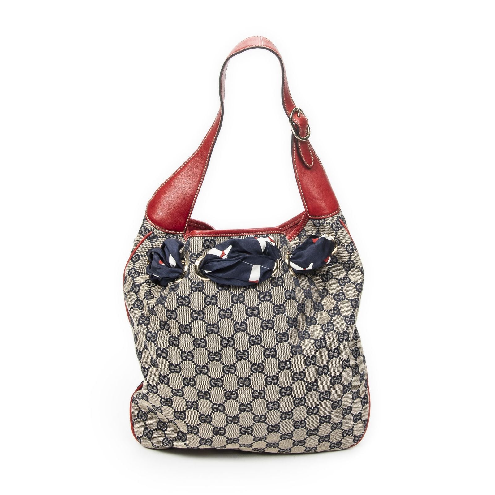 Gucci Small Positano Hobo Beige Red Navy GG Canvas — view 5