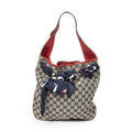 Gucci Small Positano Hobo Beige Red Navy GG Canvas